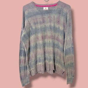 Sundry Blue Purple Tie-Dye Merino Wool Cashmere Long Sleeve Crewneck Sweater
